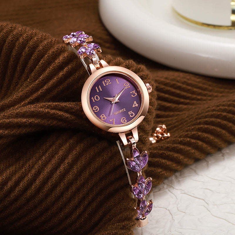 Diamond Leaf Bracelet Ladies Quartz Watch