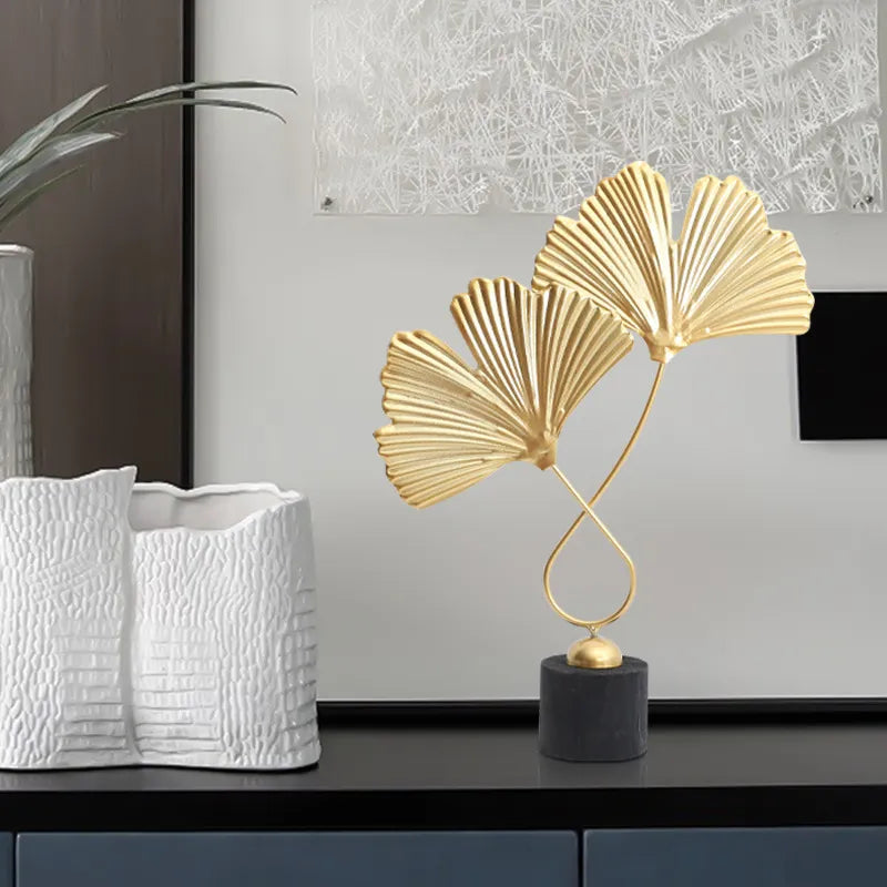 Nordic Gold Ginkgo Leaf Crafts Leaves Sculpture Luxury Decor Home