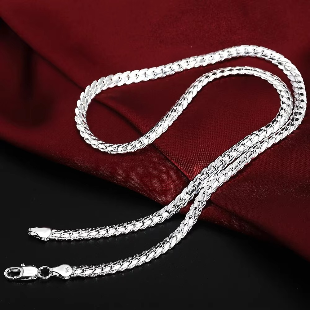 925 Sterling Silver 6mm Chain Necklace 16-24 Inch Men Women Jewelry Gift