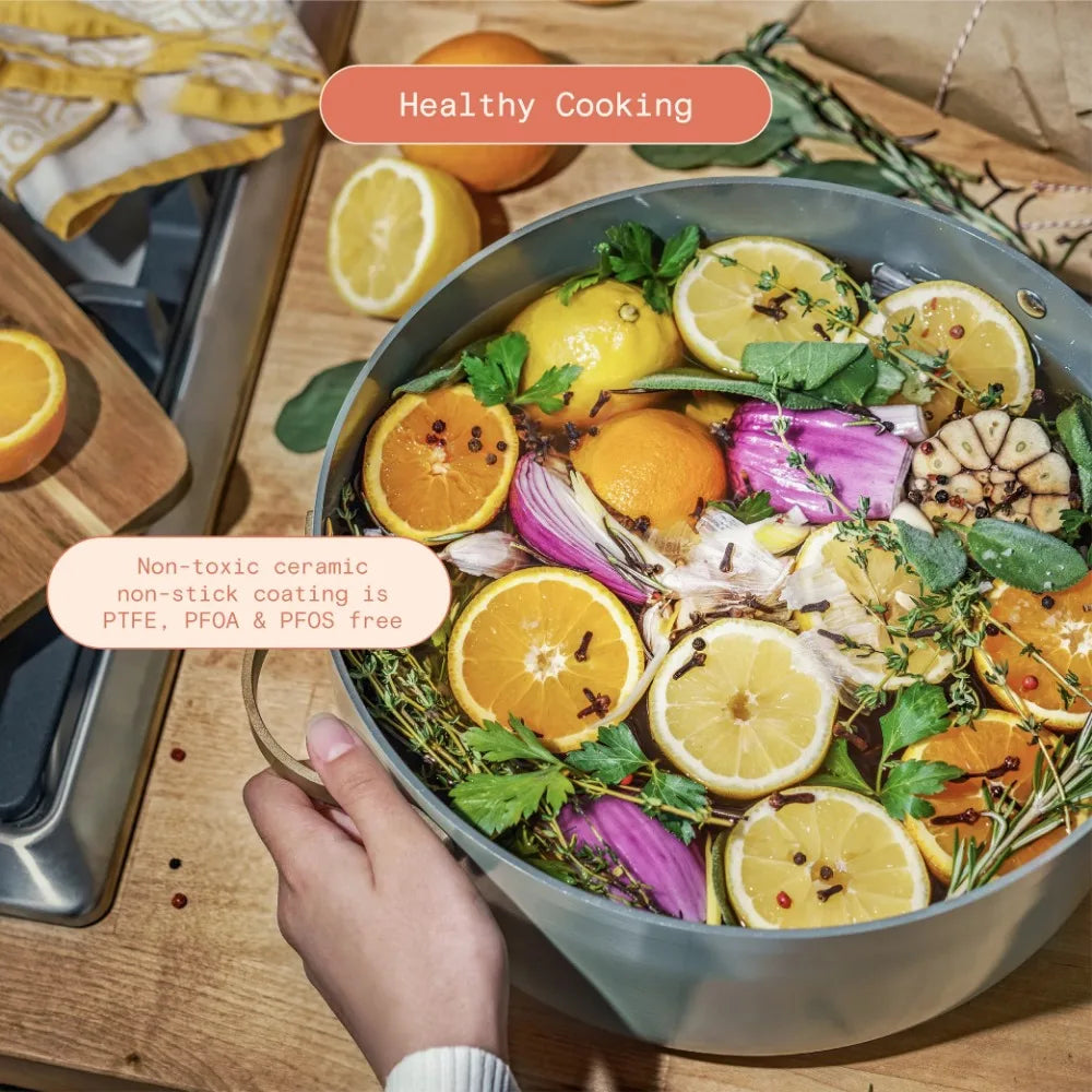 Saucepan 8 Quart Stock Pot Cookware Sesame Drew Dutch Oven Cooking