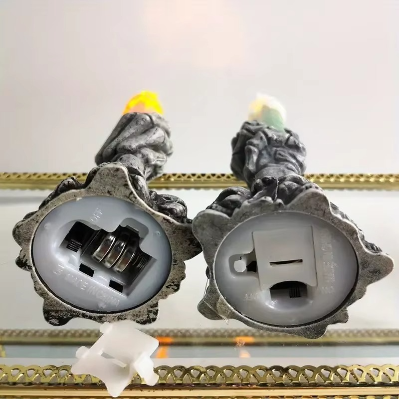 2PCS Halloween LED Candles Skeleton Ghost Hands Yellow Green Light for Party, Home & Haunted House Decor