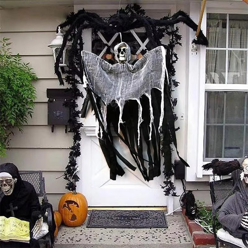 Halloween Hanging Ghost Realistic Scary Skeleton Grim Reaper Haunted House Decoration