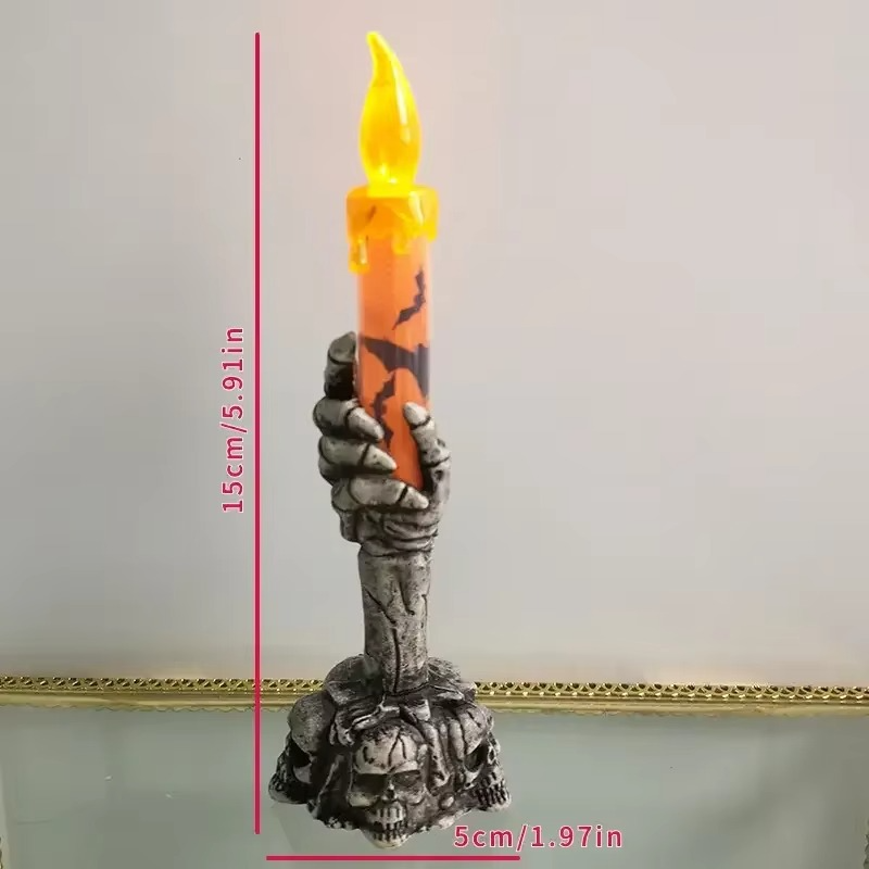 2PCS Halloween LED Candles Skeleton Ghost Hands Yellow Green Light for Party, Home & Haunted House Decor