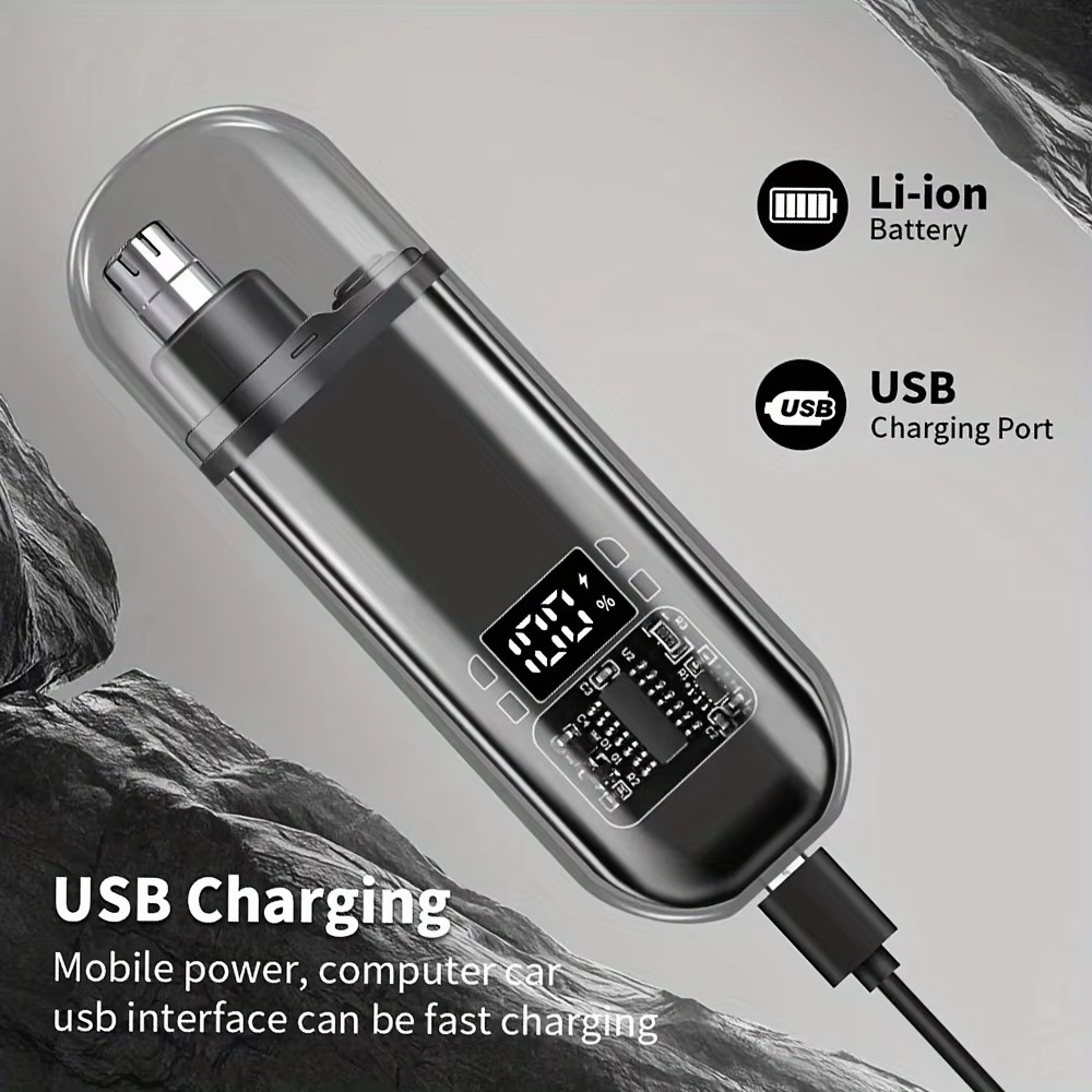 USB Rechargeable Nose Ear Hair Trimmer Portable Electric Grooming Clipper Men