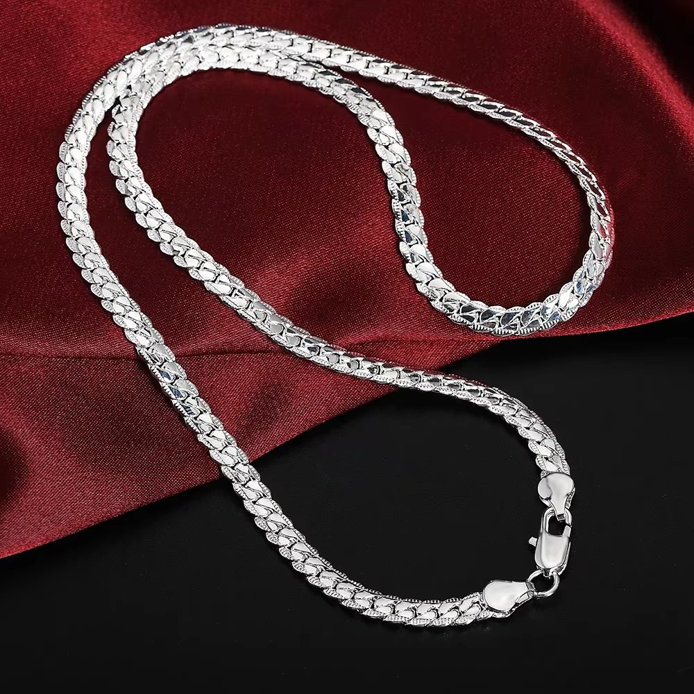 925 Sterling Silver 6mm Chain Necklace 16-24 Inch Men Women Jewelry Gift