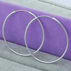 Silver Round Hoop Earrings 35mm 50mm 60mm Women Fashion Party Jewelry Gift
