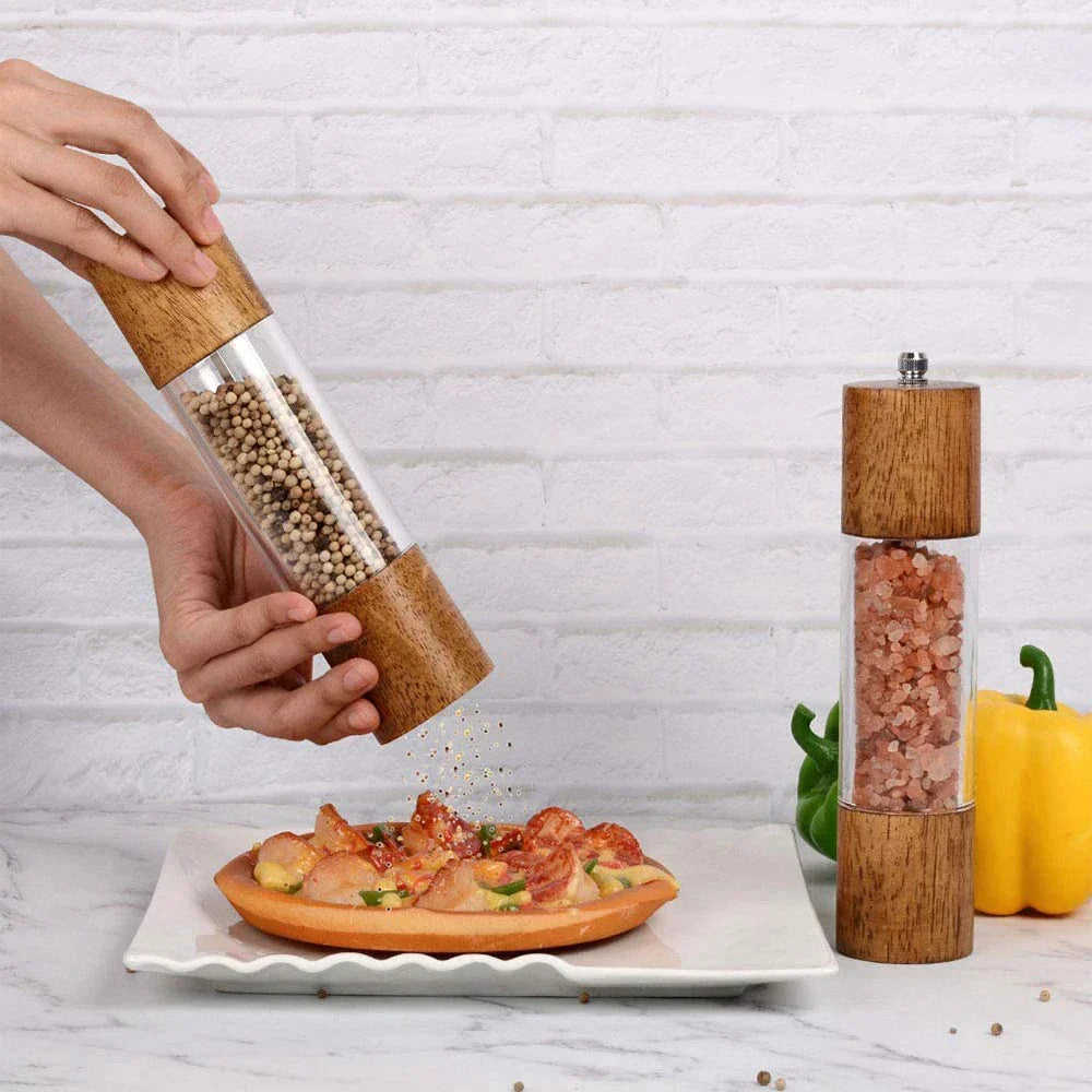 Wooden Pepper Mill Manual Salt Spice Grinder With Adjustable Ceramic Core