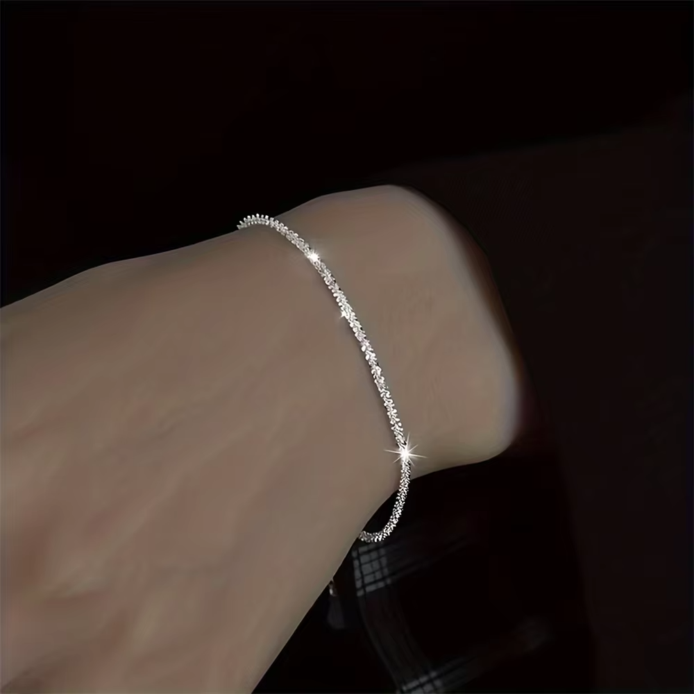 Shiny Silver Plated Collarbone Chain Necklace Bracelet Jewelry