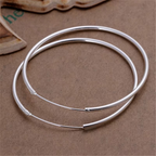 Silver Round Hoop Earrings 35mm 50mm 60mm Women Fashion Party Jewelry Gift