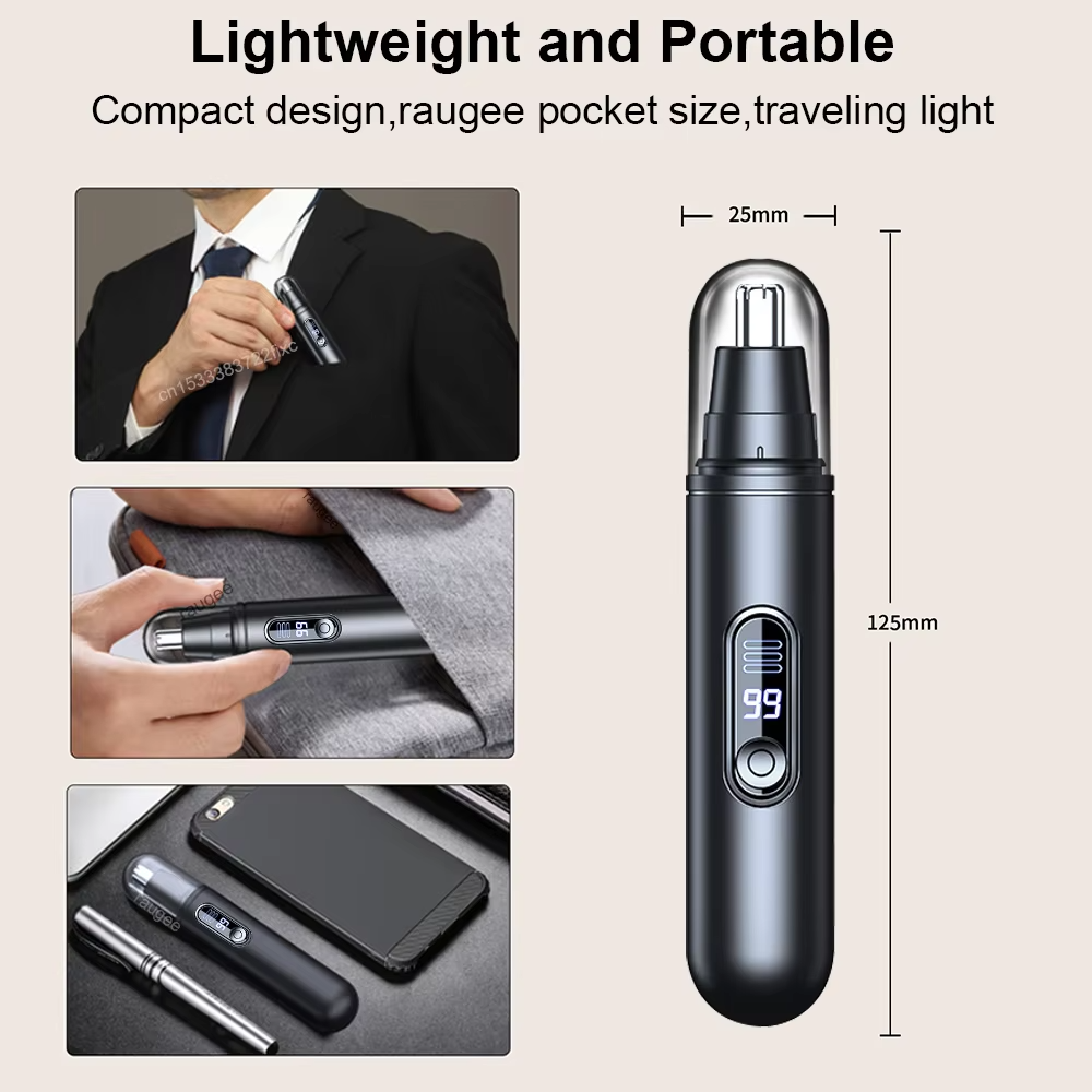 Rechargeable Electric Nose Hair Trimmer Ear & Eyebrow Clipper Portable USB Mini