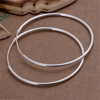 Silver Round Hoop Earrings 35mm 50mm 60mm Women Fashion Party Jewelry Gift