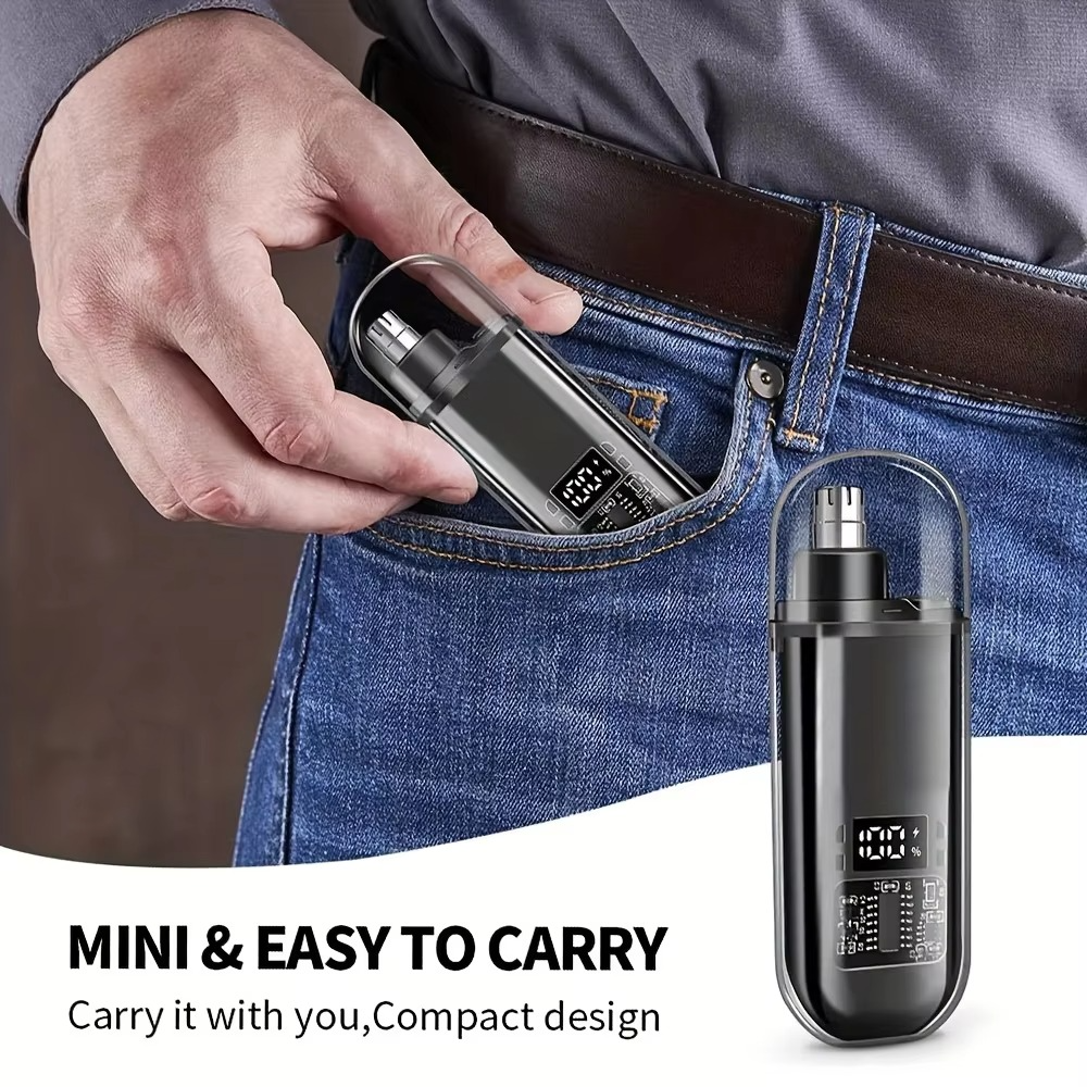 USB Rechargeable Nose Ear Hair Trimmer Portable Electric Grooming Clipper Men