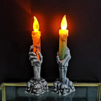 2PCS Halloween LED Candles Skeleton Ghost Hands Yellow Green Light for Party, Home & Haunted House Decor