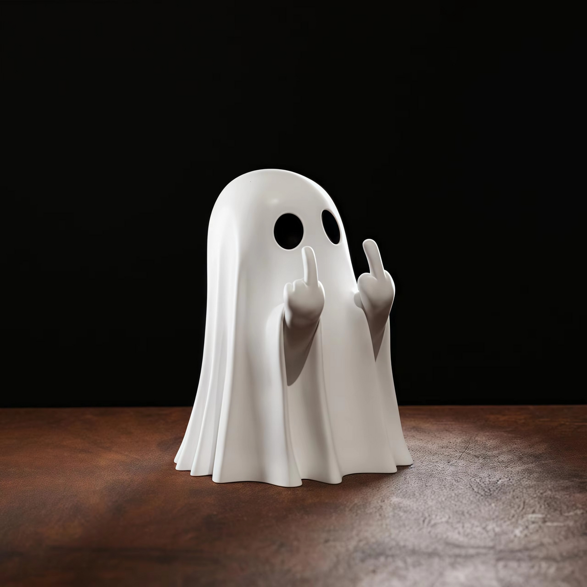 Cute Middle Finger Ghost Statue Small Halloween Decor for Home, Desk & Coffee Table