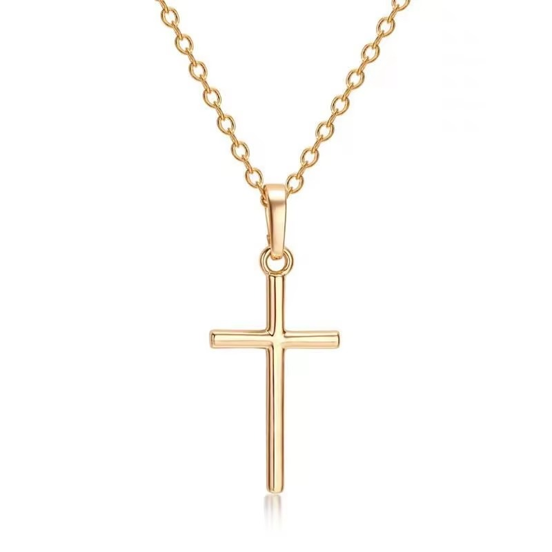 Christian Jesus Cross Necklace Gold Silver Color Long Chain Pendant Men Women