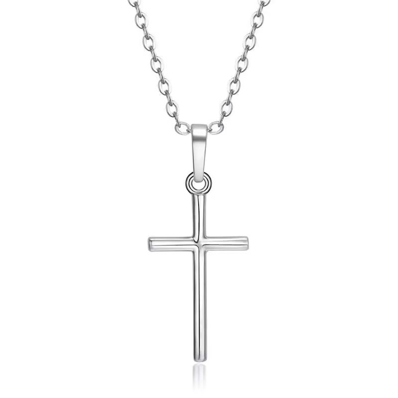 Christian Jesus Cross Necklace Gold Silver Color Long Chain Pendant Men Women
